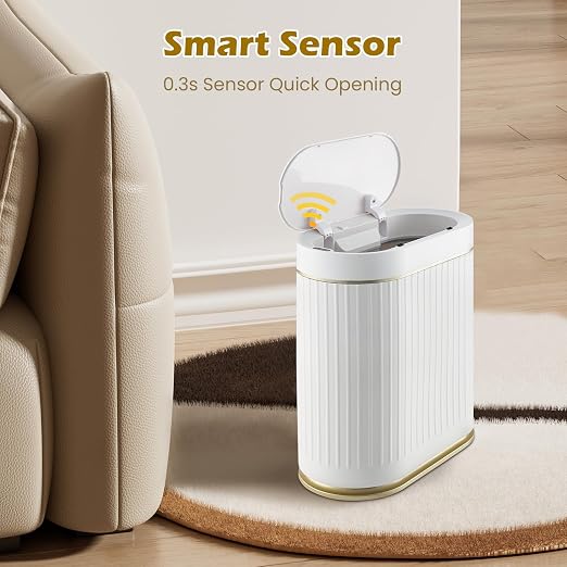 SYNCVIBE Bathroom Trash Can with Lid Automatic 2 Gallon Motion Sensor Garbage Bin, 7.5 Liter Smart Trash Bin Bathroom Decor, Plastic Garbage Can, Narrow Trash Can for Bedroom, Office, Living Room - Image 4
