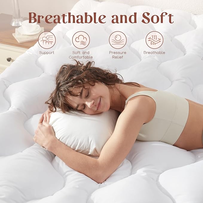 Decroom 4 Inch Mattress Topper Full for Back Pain Relief, Breathable Memory Foam Mattress Pad, Soft & Supportive Pillow Topper, 75x54x4 Inch