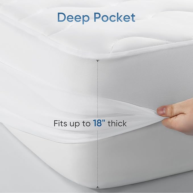 Elegear King Cooling Mattress Pad for Hot Sleepers, Waterproof Cold Mattress Topper with TriSupport 3D Tech Balanced Support & Enhanced Breathability, Soft Fluffy Bed Protector Deep Pocket Up to 16"