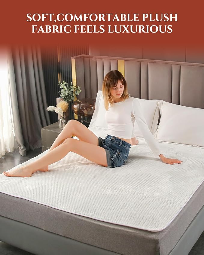 Heated Mattress Pad Full Size – Electric Heated Bed Pad, Deep Pocket Warming Cover, Thick Underblanket Sheet, Bed Warmer (11 Ivory, 54" x 75")