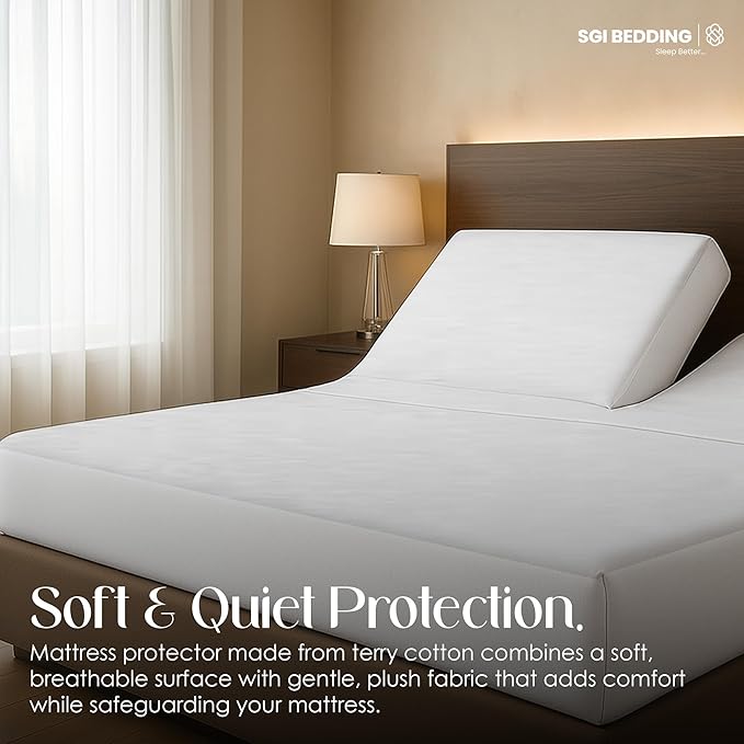 SGI Bedding Premium Waterproof Mattress Protector King Size White 39 Inch Deep Pocket