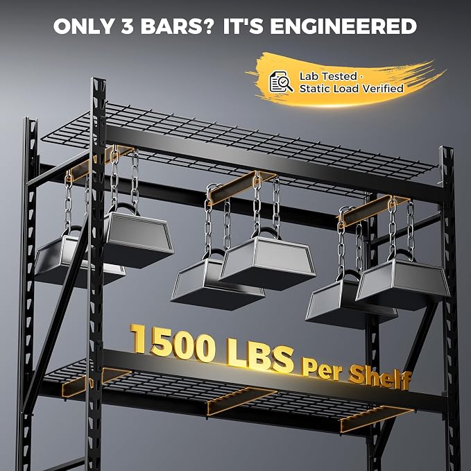 CAMMOO 61''W Storage Shelves, 6000LBS Metal Garage Shelving Unit with Magnetic Label, Upgraded Structure, Solid Steel Industrial Rack, Easy Assembly for Warehouse,Basement, 61''W x 24''D x 72''H - Image 5