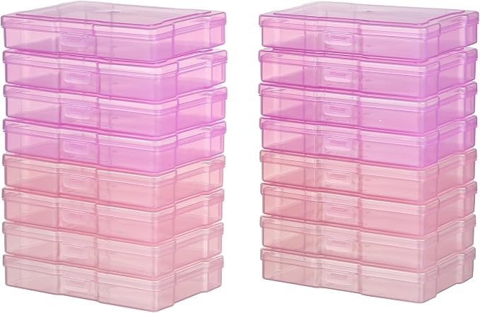 novelinks Transparent 4" x 6" Photo Cases and Clear Craft Keeper with Handle, 16 Inner Photo Organizers & Photo Storage Box, Plastic Photo Storage Containers (Pink Gradient) - Image 2