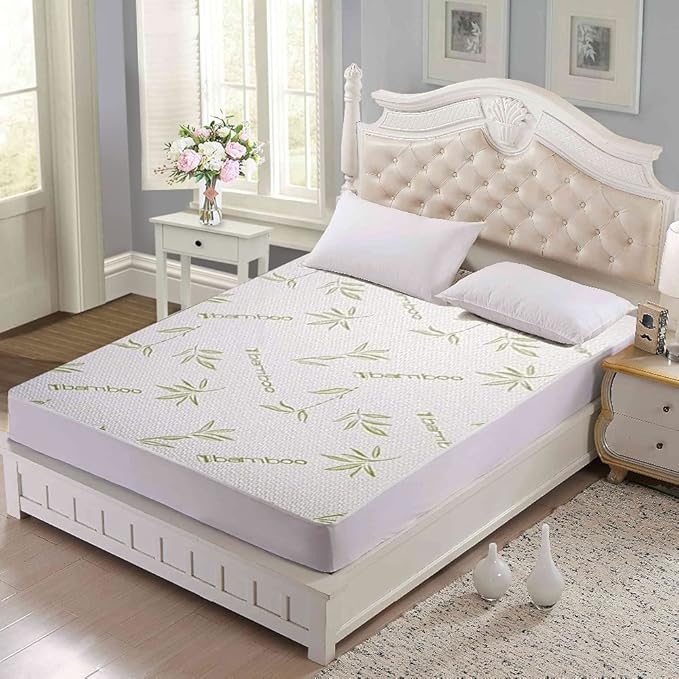 Home Sweet Home Hypoallergenic Viscose Made from Bamboo Waterproof Mattress Pad - Breathable Deep Fitted Mattress Protector (Queen)