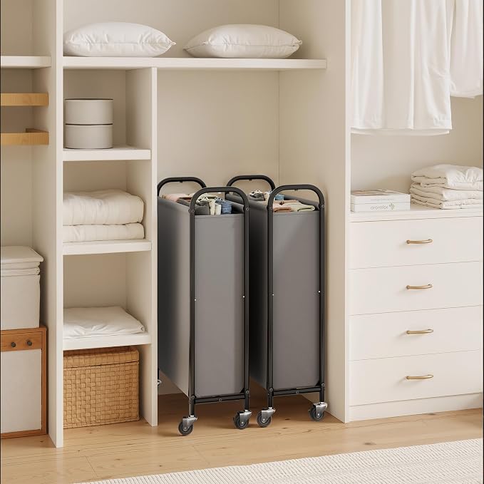 GRANNY SAYS 80L Slim Laundry Hamper with Silent Brake Wheels, Sturdy Metal Frame & Handle, Rolling Laundry Basket for Laundry Room, Bedroom, Bathroom, or RV – Suited for Singles or Couples, Grey - Image 5