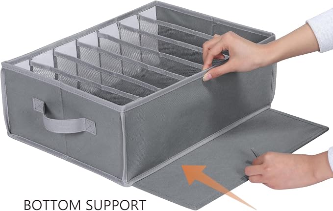 Zilink Upgraded Underwear Drawer Organizer with Support Board, Clear Drawer, 7 Grids Divider, Sock Organizer for Closet, Nursery, Baby Clothes, Bra, Sock, Tie - 3 Pack - Image 4
