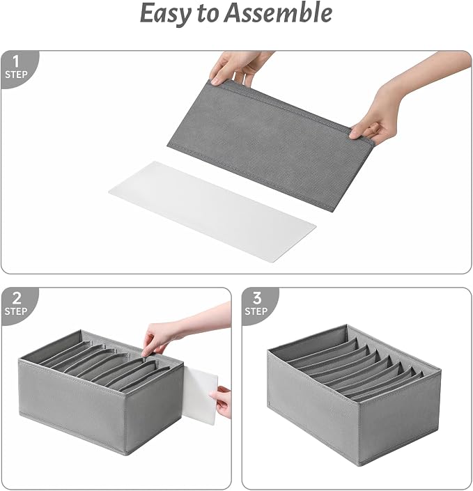 Coorganisers4 Packs T-shirt Drawer Organizers for Clothing,8 Grids Compartment Wardrobe Storage Box, Clothes Organizer for Folded Clothes, T-shirt, Legging-12.59''x9.05''x5.9 - Image 6