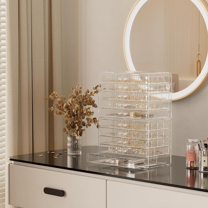 ProCase Acrylic Earrings Holder Organizer Box, Large Clear Earring Jewelry Storage Transparent Stackable Drawers Jewelry Display for Earring Ring Bracelet -Clear, 10 Layers - Image 2