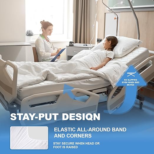 Lounsweer 3 Pack Waterproof Hospital Mattress Cover, 80x36x12in White Fitted Bed Sheet Protectors, Incontinence Protection Leakproof Breathable for Elderly, Adults Home Hospital Beds