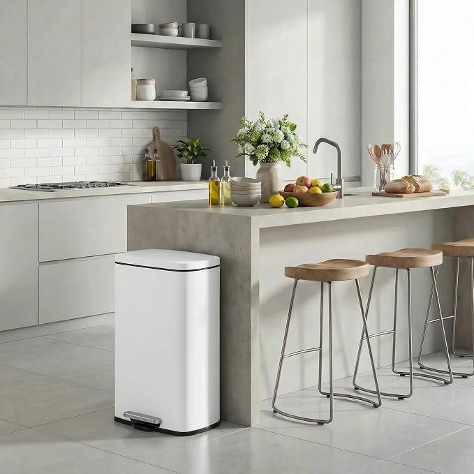 13.2 Gal Kitchen Trash Can, 50L Recycling or Garbage Bin, Brushed Stainless Steel Waste Basket, Soft&Quiet Close Dustbin, with Step-On Pedal, Removable Inner Bucket, for Home, Office, Living Room - Image 7