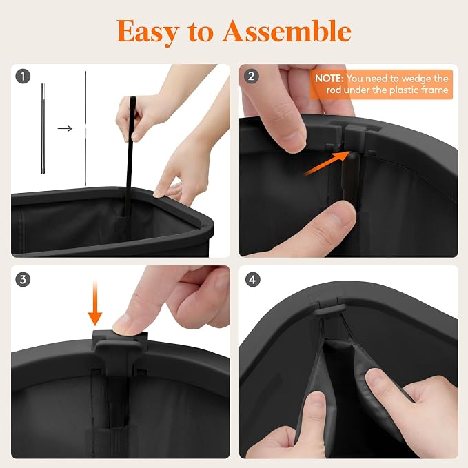 Lifewit 85L Large Laundry Basket with Lid, Laundry Hamper with Plastic Handles and Removable Bag, Foldable Tall Dirty Clothes Hampers for Laundry for Laundry Room, Bedroom, Bathroom, Dorm, Black - Image 2