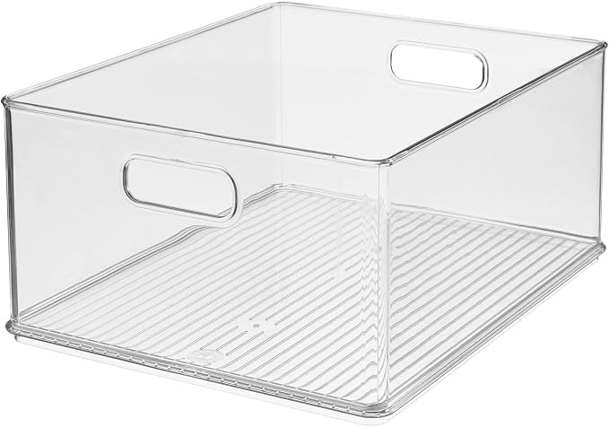 iDesign Recycled Plastic Stackable Storage Bin with Handles - Clear - Image 9