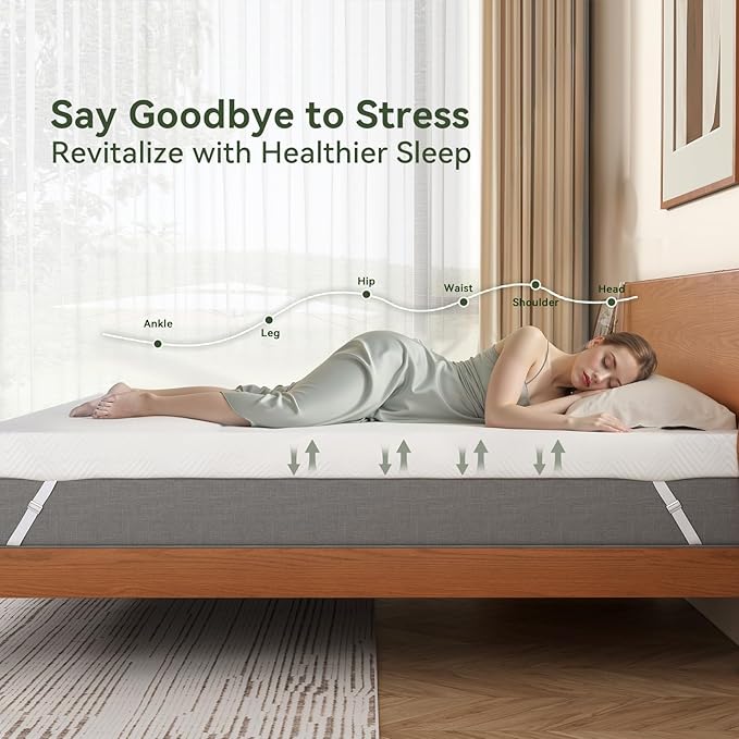 BedsPick Twin Mattress Topper, 3 Inch Gel Memory Foam Mattress Topper for Dorm & College Students - with Soft Cover, Pressure Relief, CertiPUR-US Certified