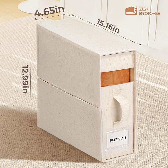 12Pack Linen Sheet Organizers for Linen Closet - King/Queen Size Bedding Storage Boxes with Clear Window | Foldable, Dustproof Sheet Storage Organizer for Blankets & Sheet Sets,Off-white - Image 3