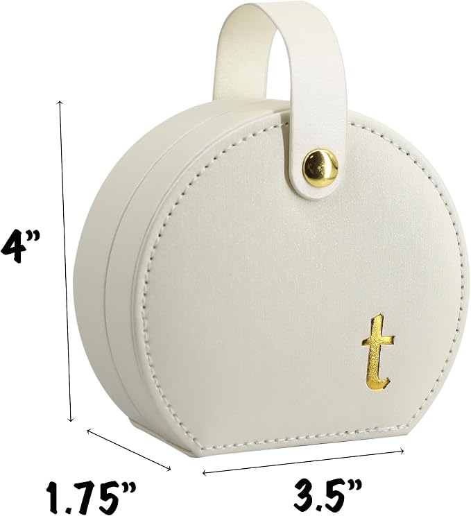COLLECTIVE HOME - Travel Jewelry Case, Elegant Half-Moon Design with Gold Monogram, Detachable Handle, Personalized Accessory Organizer, Gift for Fashion-Forward Women and Teens (t) - Image 2
