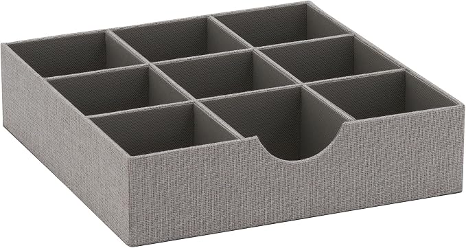 Household Essentials Grey 728-1 Deep 9 Section Drawer Organizer Box for Storage 12 in x 3.13 by HouseholdEssentials