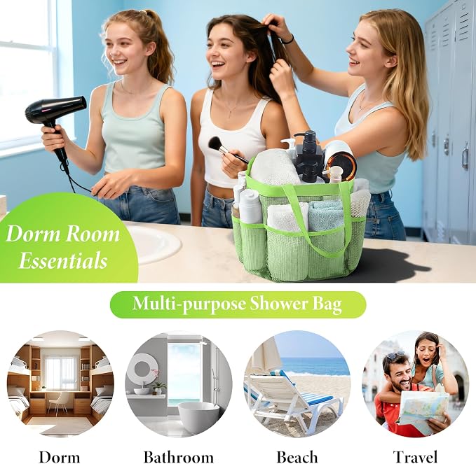 Attmu Mesh Shower Caddy Portable, Quick Dry Hanging Shower Tote Bag for College Dorm Room Essentials, Large Capacity Caddy Dorm for Bathroom Gym Swimming - Image 2