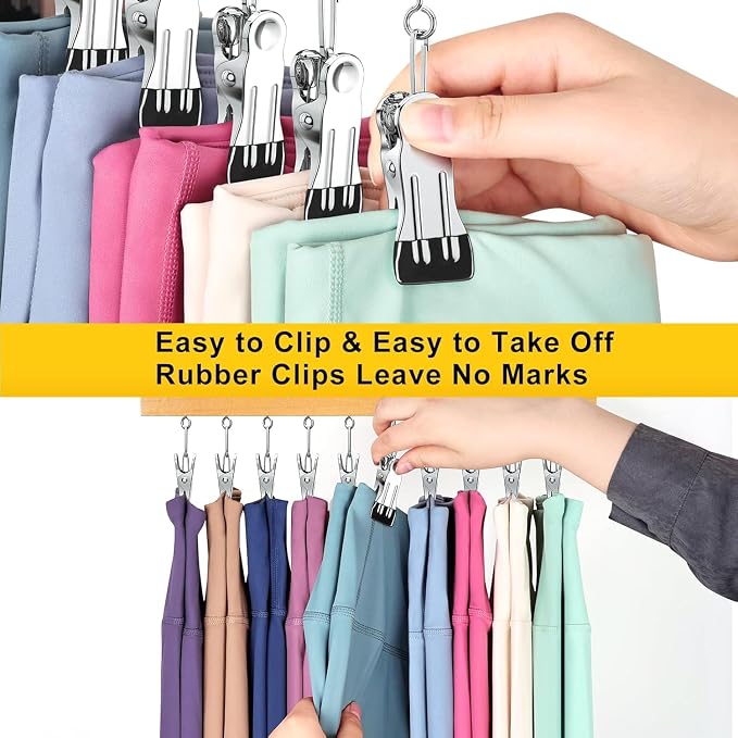 Legging Organizer for Closet, Pants Hangers with Clips Holds 20 Leggings, Jeans, Hats, Shorts, Socks, 360° Rotating Space Saving Hanging Clothes Organizer for Closet Organizers and Storage 2Pcs - Image 4