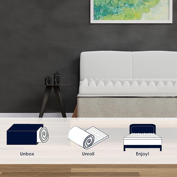Zayton, 3-Inch Convoluted High Density Foam Mattress Topper, CertiPUR-US Certified for Superior Comfort and Support, King, Green