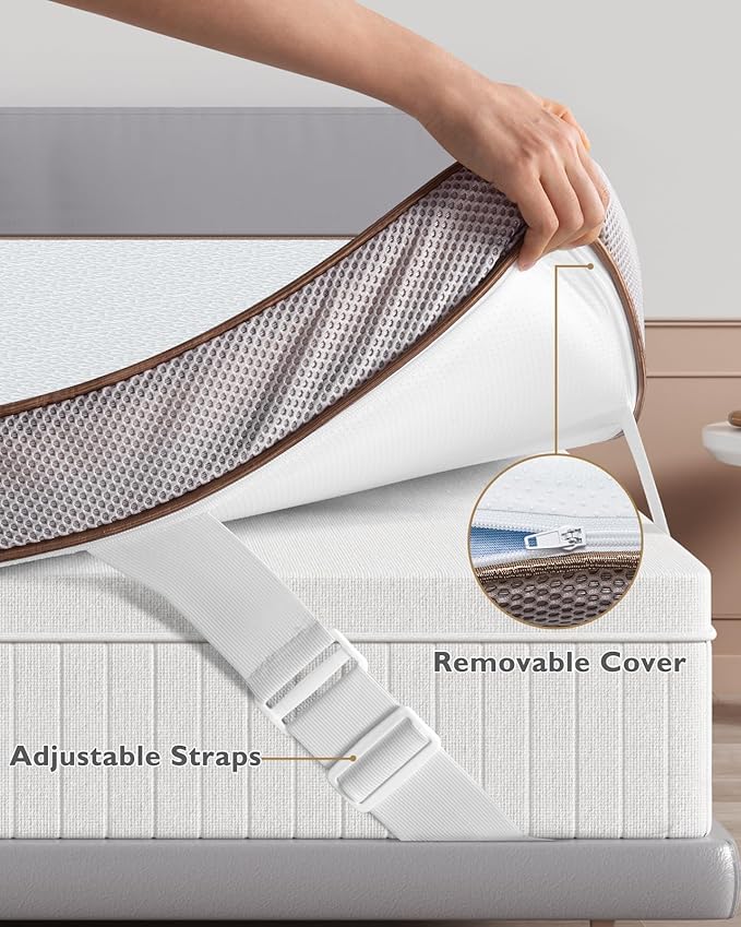BedStory 4 Inch Mattress Topper Full Size - Gel Memory Foam Bed Toppers with Breathable Removable Cover, CertiPUR-US Certified Comfort