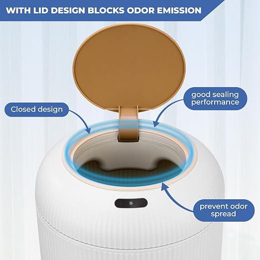 Pukomc 2 Pack Automatic Trash Can 12L /3 Gallon and 10L /2.64 Gallon Bathroom Trash Bin with Lid Touchless Small Smart Motion Sensor Garbage Cans for Kitchen, Bathroom,Living Room and Bedroom - Image 5
