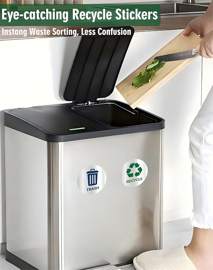 Recycle Stickers for Trash Bins 4Pcs, Waterproof Self-Adhesive Trash and Recycle Stickers for Home, Office, Hotel, Apartment, School, Recycling Signs for Indoor/Outdoor Garbage Can - Image 4