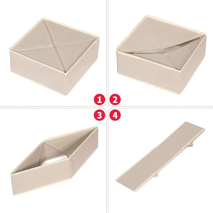 DIOMMELL 4 Pack Foldable Cloth Storage Box Closet Dresser Drawer Organizer Fabric Baskets Bins Containers Divider for Clothes Underwear Bras Socks Clothing,Beige 400 - Image 3