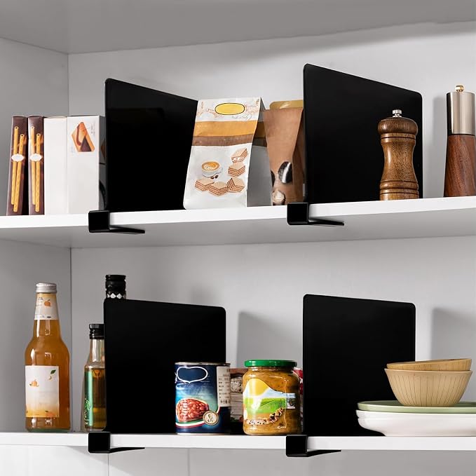 HBlife 6 Black Shelf Dividers, Vertical Purse Organizer for Closet Perfect for Sweater, Shirts, Handbags in Bedroom and Kitchen, Adjustable Acrylic Bookshelf for Organization - Image 11