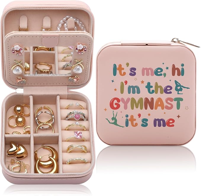 Gymnastics Gifts Jewelry Box for Women, Gifts for Gymnast Women Friends, Hi I'm The Gymnast Gymnastics Stuff Accessories, Small Travel Jewelry Case Organizer for Gymnastic Team by WelcometoCEASQVAA