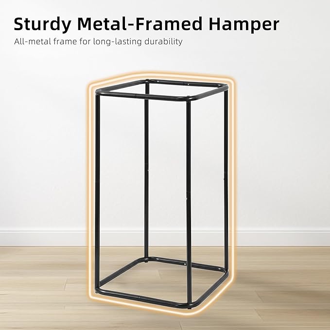 STORAGE MANIAC Mesh Laundry Hamper, 23.7 Gal. Tall Laundry Basket for Airflow, Strong Metal Dirty Clothes Hamper for College Dorm, Bedroom, Bathroom, Clothes Bin, White & Black - Image 2