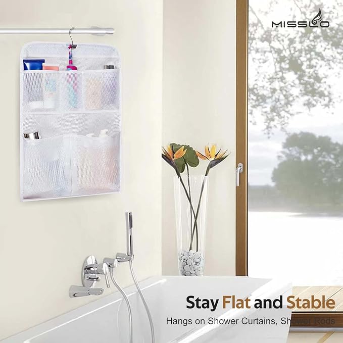MISSLO Shower Caddy Organizer 5 Pockets Roll up Hanging Bathroom Accessories Storage for Camper, RV, Gym, Cruise, Cabin, College Dorm Shower, Small - Image 7