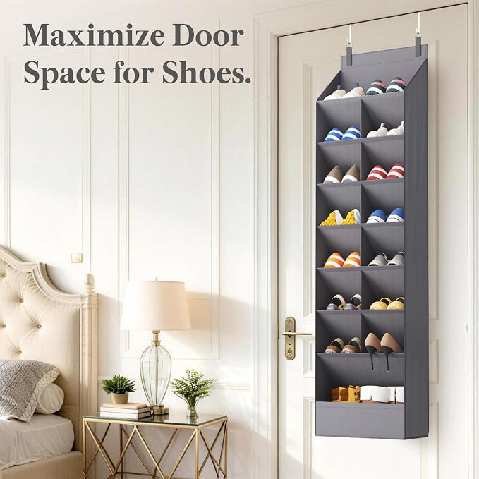 Lifewit 8 Tier Over the Door Shoe Organizer with 15 Large Deep Pockets, Fabric Hanging Shoes Shelf for Closet, Dorm Storage, Fit Up to 16 Pair Shoe Rack Holder for Sneakers, Boots, Gray - Image 9