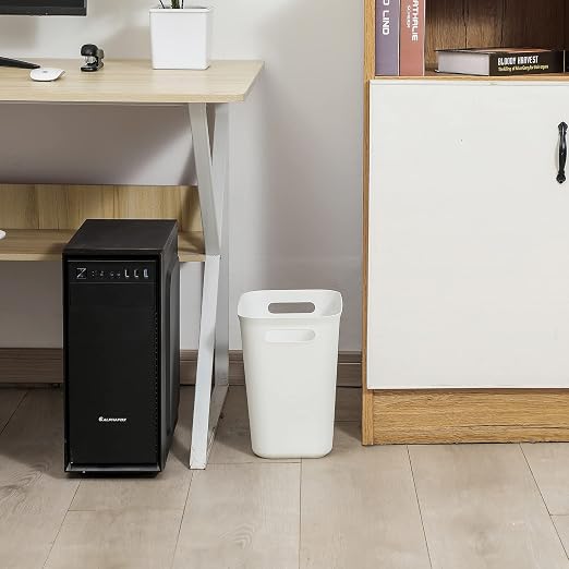 UUJOLY Plastic Small Trash Can Wastebasket, Garbage Container Basket for Bathrooms, Laundry Room, Kitchens, Offices, Kids Rooms, Dorms, 3.5 Gallon, White - Image 5