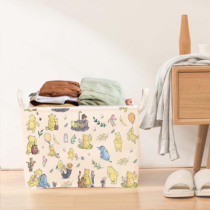 Winnie baby Stuff，Winnie Storage Nursery Basket, Large squarecanvas Laundry Hamper With A Waterproof PECoating, Foldable, Bathroom and Bedroom SetClothes ,Toys Bin, Baby Nursery HamperDecor - Image 6