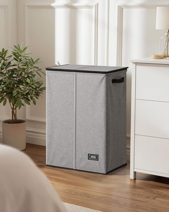 SOLEDI Laundry Hamper with Lid 130L Large & Tall Collapsible Laundry Basket, Clothes Hamper with Bag Removable Easy to Carry, Dirty Hampers for Bedroom, Bathroom, Dorm, College, Grey - Image 8