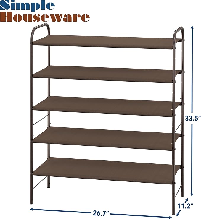 Simple Houseware 5-Tier Shoe Rack Storage Organizer, Bronze - Image 3