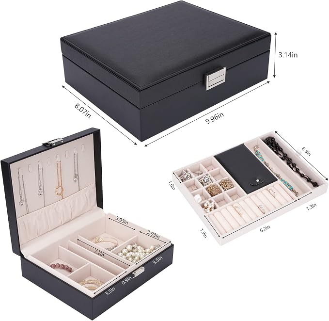 Jewelry Box Organizer, Travel Jewelry Storage Boxes Necklace Holders Display Tray Storage Case(BLACK) ¡­ - Image 2