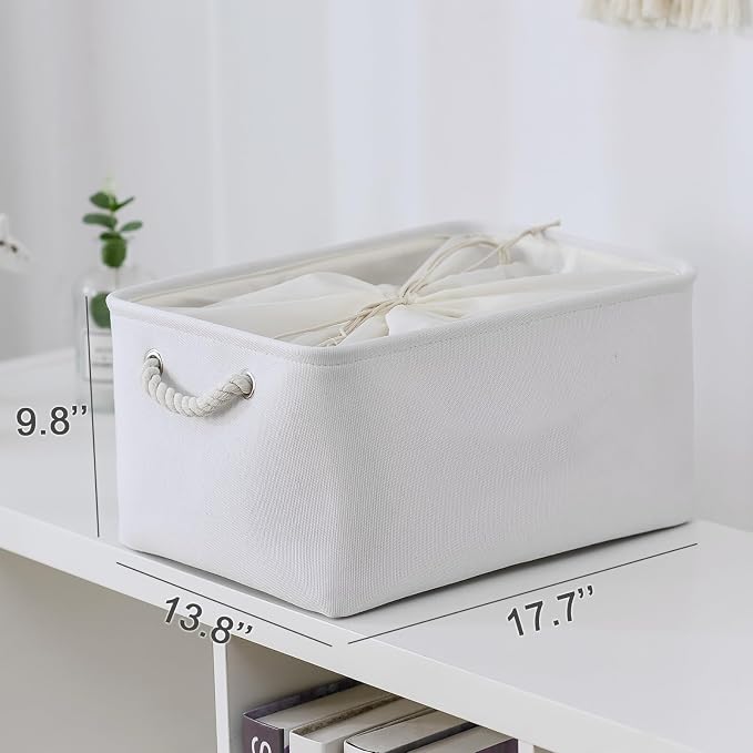 TheWarmHome Storage Basket for Gifts Empty - X Large - 3 Pack 17.7L×13.8W×9.8H in Collapsible Storage Bin for Shelves, Toy Box Storage for Gifts Book Laundry (White) - Image 5