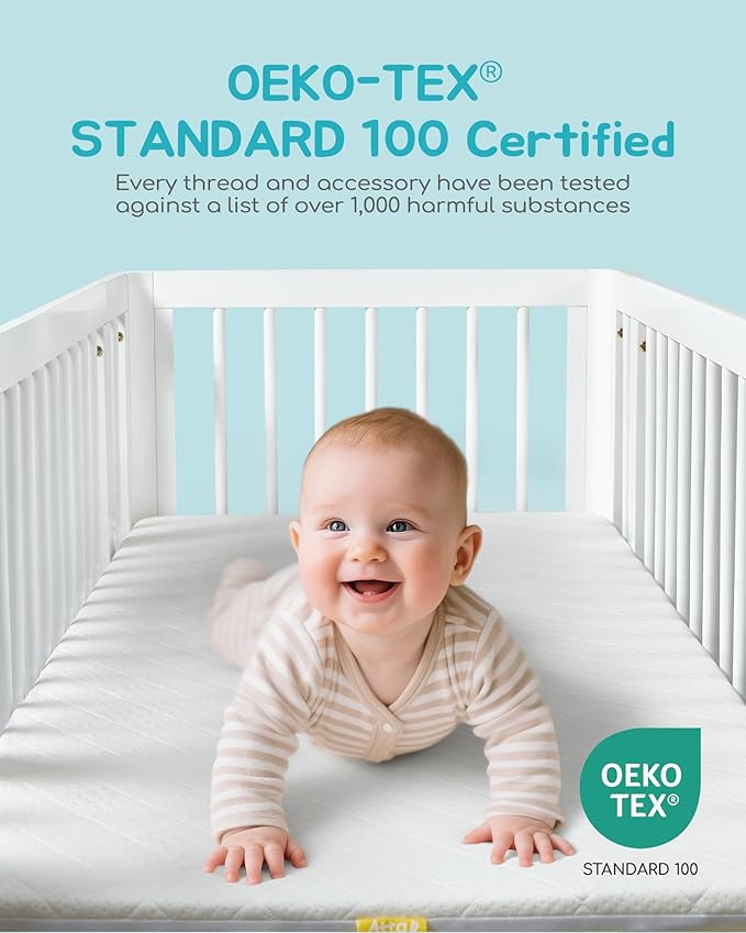 Viscose Derived from Bamboo Crib Mattress Protector, 100% Waterproof, Oeko-TEX Certified Baby Mattress Cover, for Standard Crib & Toddler Bed, Machine Washable & Dryer-Friendly, 52” x 28”