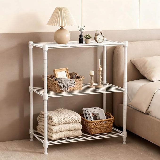 M MZG 450 lbs Wire Storage Shelving 3-Tier Utility Shelving Unit Steel Organizer Wire Rack for Home,Kitchen,Office,White (11.8" D x 17.7" W x 26.4" H) - Image 5