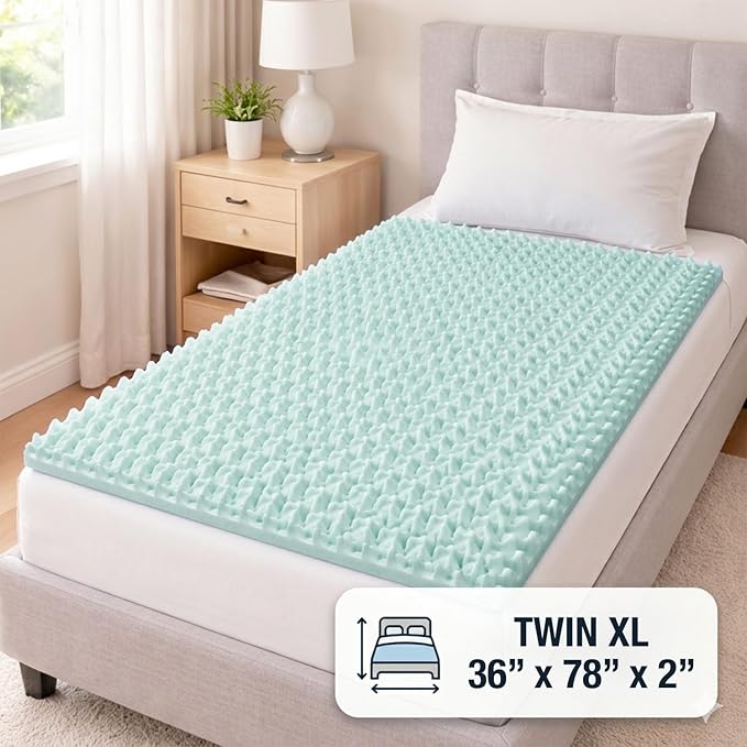 DMI Twin XL Mattress Topper Egg Crate Foam Mattress Topper for Pressure Relief, Weight Distribution & Enhanced Airflow Dorm Bed Mattress Topper 2 Inch - Improved Comfort & Alignment- Blue