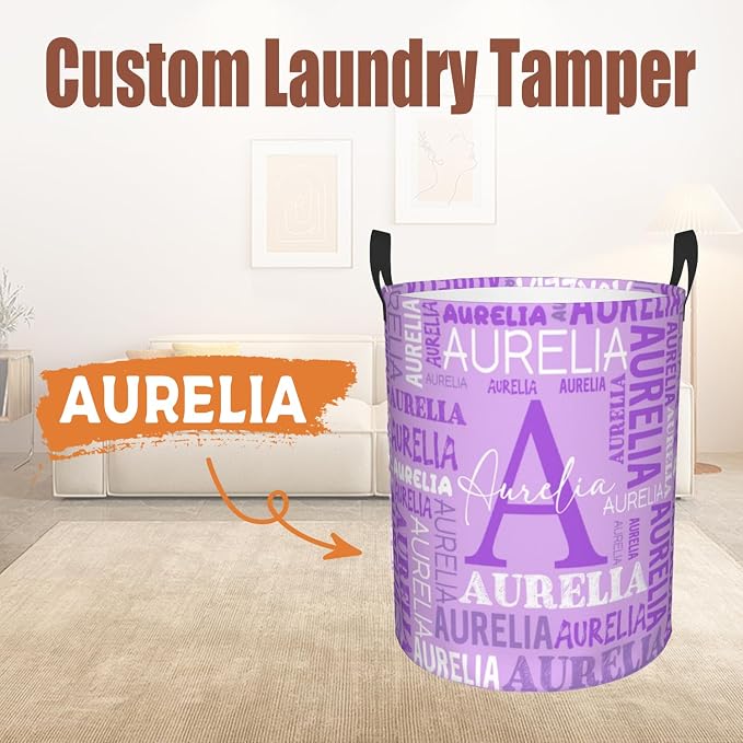 Custom Name Laundry Hamper, Personalized Laundry Basket with Name for Baby Boys Girls, Customized Collapsible Dirty Clothes Hamper Storage with Handles for Bedroom Bathroom Dorm Room Decor - Image 2