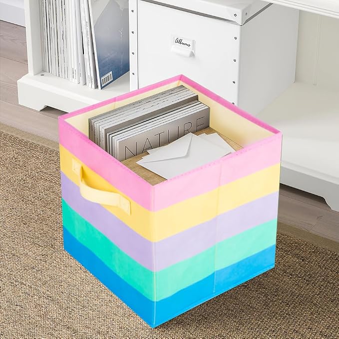 ShellKingdom Storage Bins, Foldable Fabric Storage Cubes And Cloth Storage Organizer Drawer For Closet And Toys Storage, 6 Pack (Rainbow) - Image 7