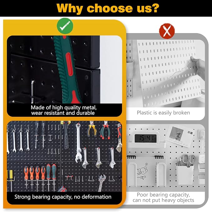 Ultrawall 2 Pcs Metal Pegboard Wall Panels, Peg Boards for Garage Tool Storage - Image 4