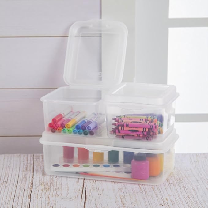 Sterilite 18-Pack FlipTop Stackable Rectangular Storage Bin with Hinging Lid, Clear - Image 7