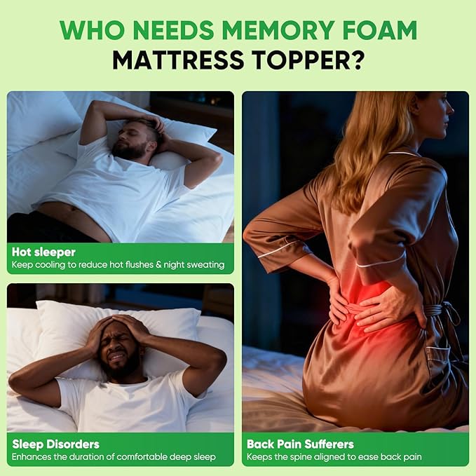 Twin Mattress Topper, 3 in 1 Memory Foam Mattress Topper for Back Pain, 2" Fluffy Cooling Mattress Toppers Twin Breathable Viscose Made from Bamboo and 2.5" Dual Firmness Gel Memory Foam.