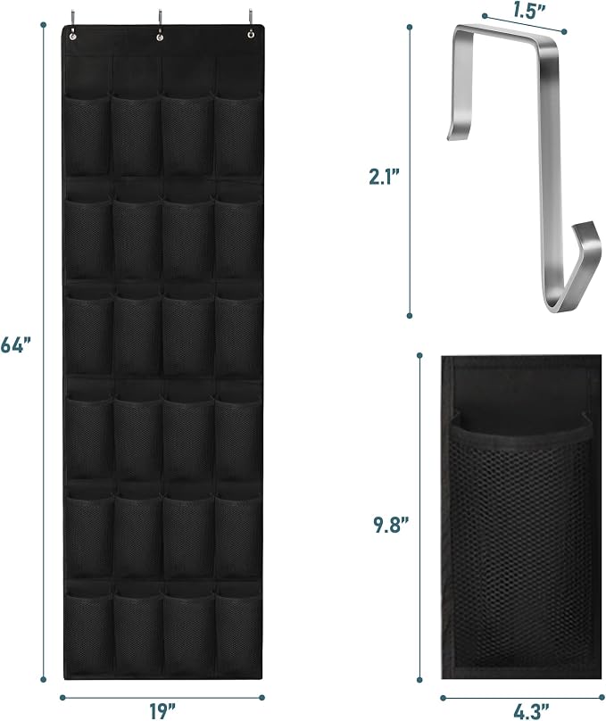 24 Large Pockets Upgraded Over the Door Shoe Organizer, Enhanced Hanging Solution Holder Closets, Shoe Cabinets for Everyone - Image 4