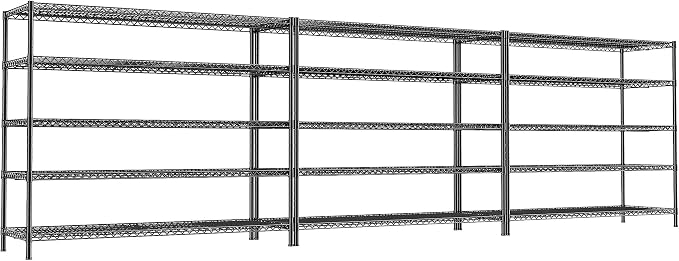 REIBII 55.5" W Storage Shelves 3200LBS Wire Shelving Unit 5 Tier Metal Shelving Heavy Duty Garage Shelving Metal Shelves for Storage Rack Adjustable Pantry Shelf, 55.5" W X 18''D X 71" H, 3PCS by REIBII