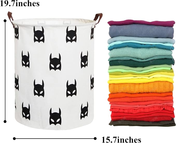 HIYAGON Large Sized Storage Baskets with Handle,Collapsible & Convenient Home Organizer Containers for Kids Toys,Baby Clothing (Black Bats) - Image 7
