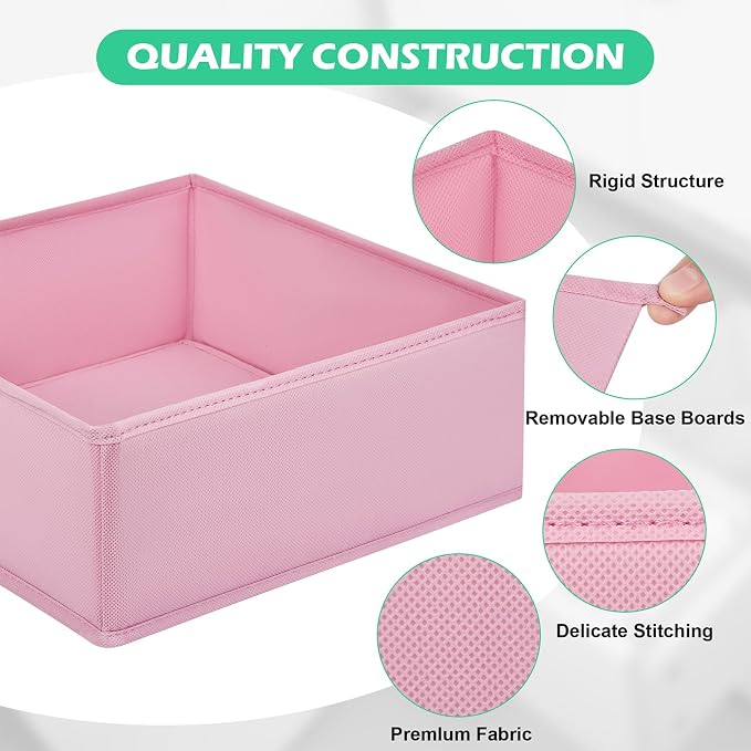 Drawer Clothing Organizer 16-Pack, Pink 3 Sizes Underwear Drawer Dividers, Fabric Folding Wardrobe Organizer for Baby Clothes, Bras, Underwear, Underpants, Belts, Socks, Ties, etc. - Image 5